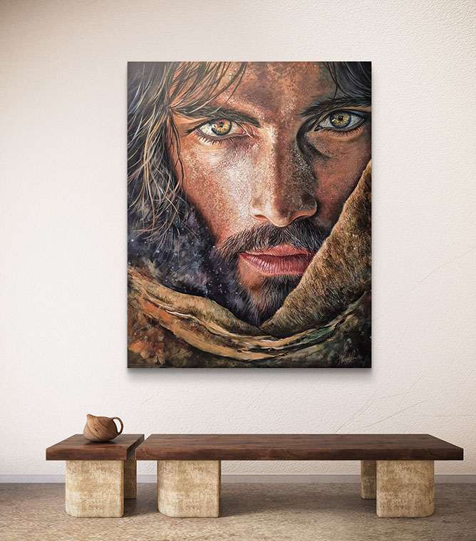 The eyes of Jezus, oilpainting 70x100cm on canvas and for sale !