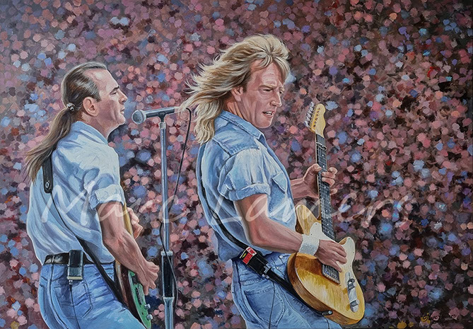 Rick Parfitt and Francis Rossi Status Quo on stage, poster