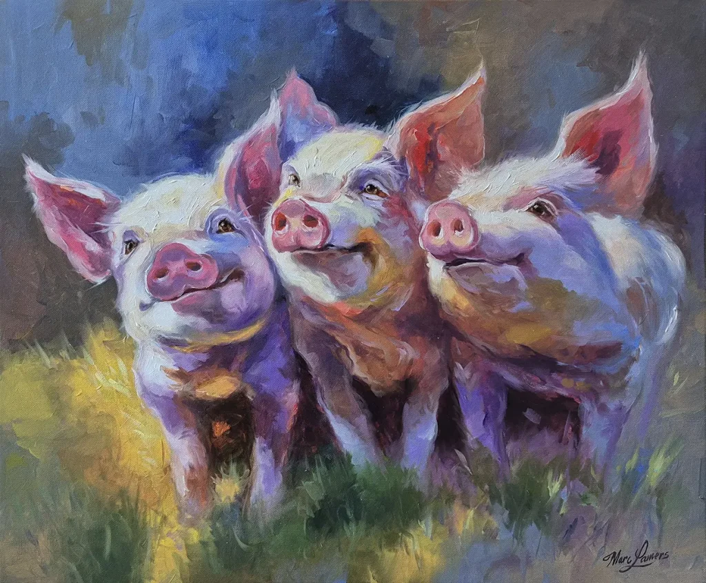 Marc Lamers Kunstschilder Biggetjes 50x60 cm