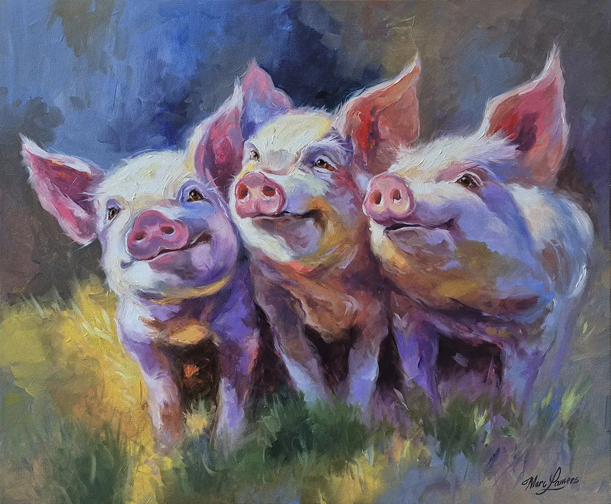 Marc Lamers Kunstschilder Biggetjes 50x60 cm