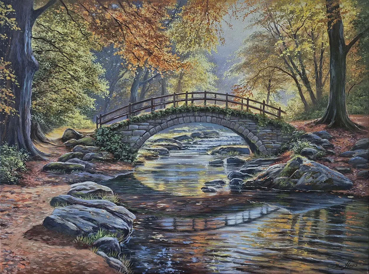Marc Lamers Kunstschilder Herfst brug 50x60 cm