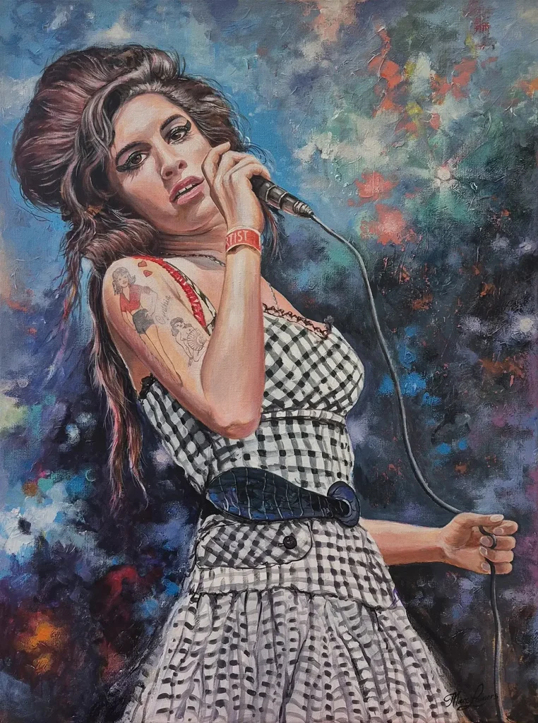 Marc Lamers Schilderijen Amy Winehouse Olieverf op doek 60x80 cm