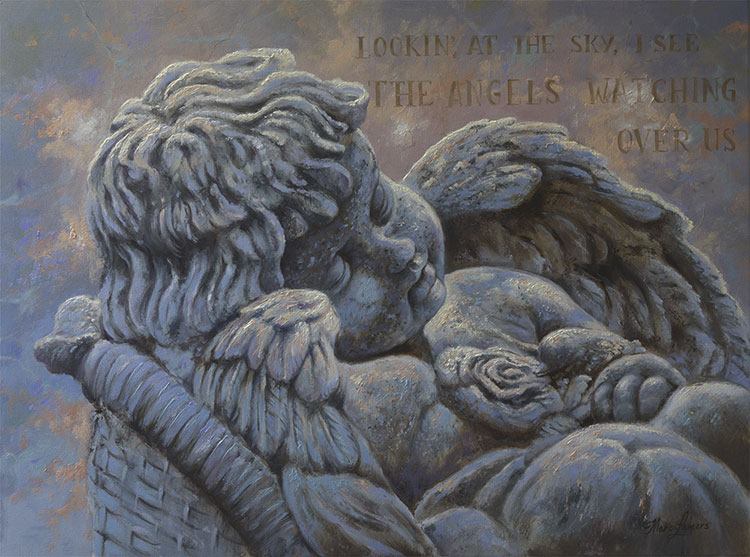 Marc Lamers Schilderijen Blue Angel of stone 60x80