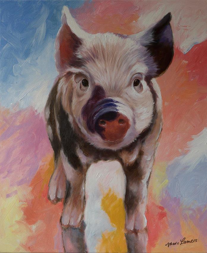 Marc Lamers Schilderijen Cute Piggy 50x60