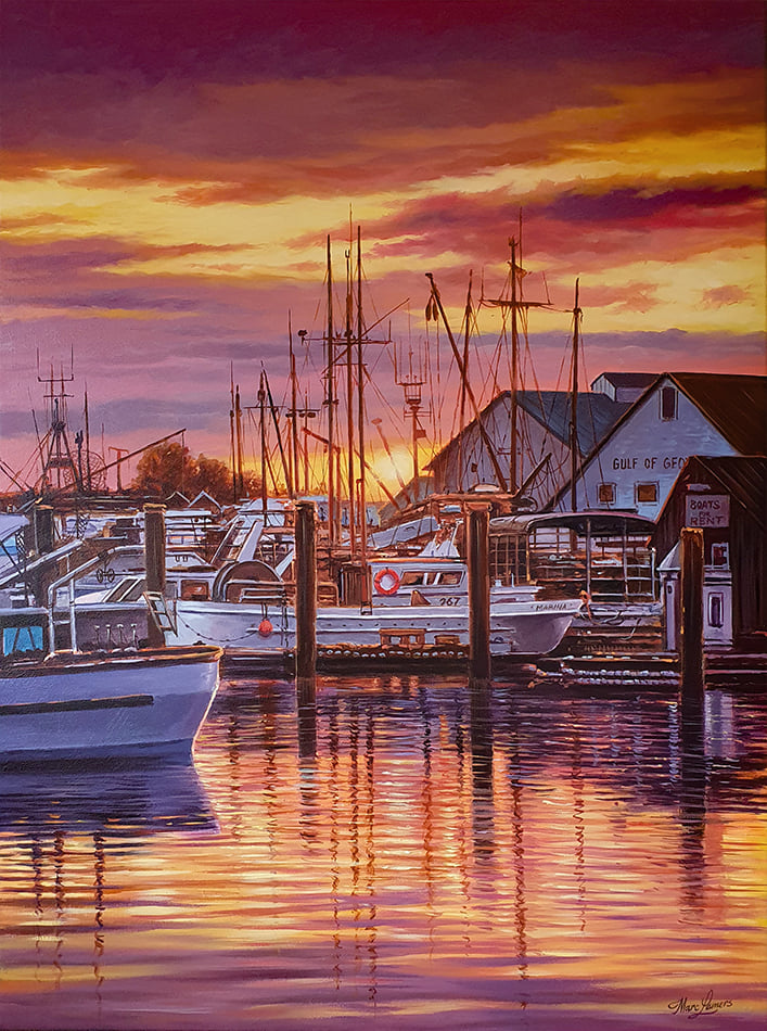 Marc Lamers Schilderijen Sunset Harbour 60x80