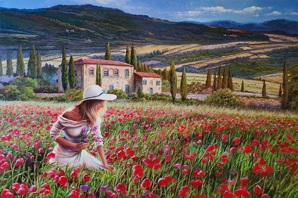 Marc Lamers Schilderijen Tuscany girl 80x120