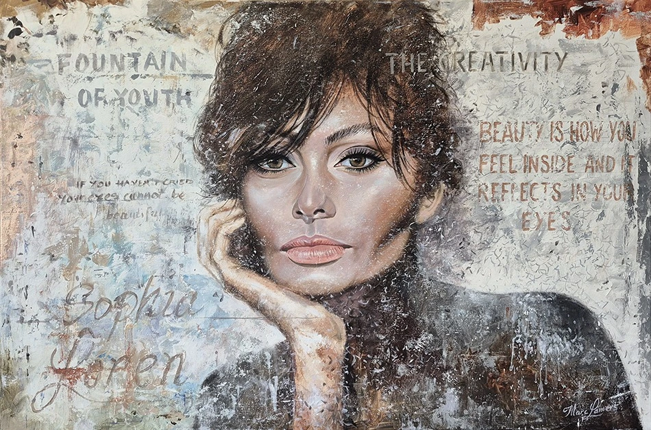 Marc Lamers Schilderijen Sophia Loren Fountain of Youth Olieverf op doek 60x80cm